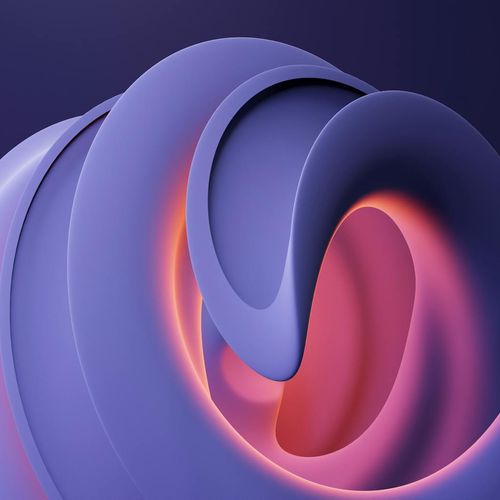 Geometric violet shapes symbolizing balance and focus